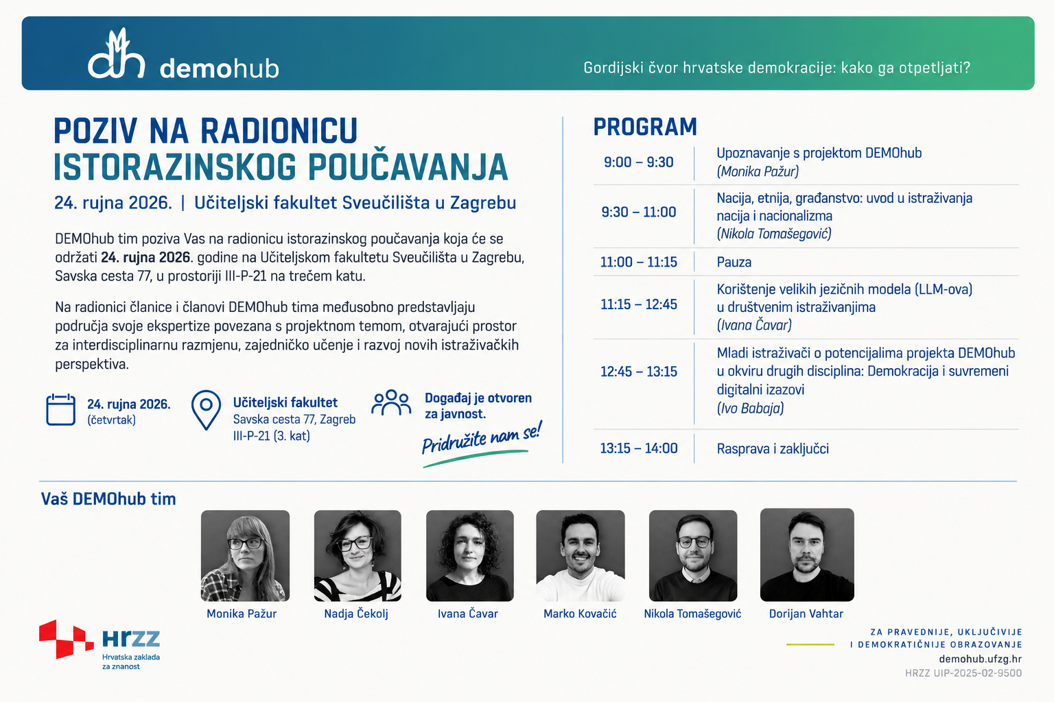Pozivamo Vas na radionicu istorazinskog poučavanja